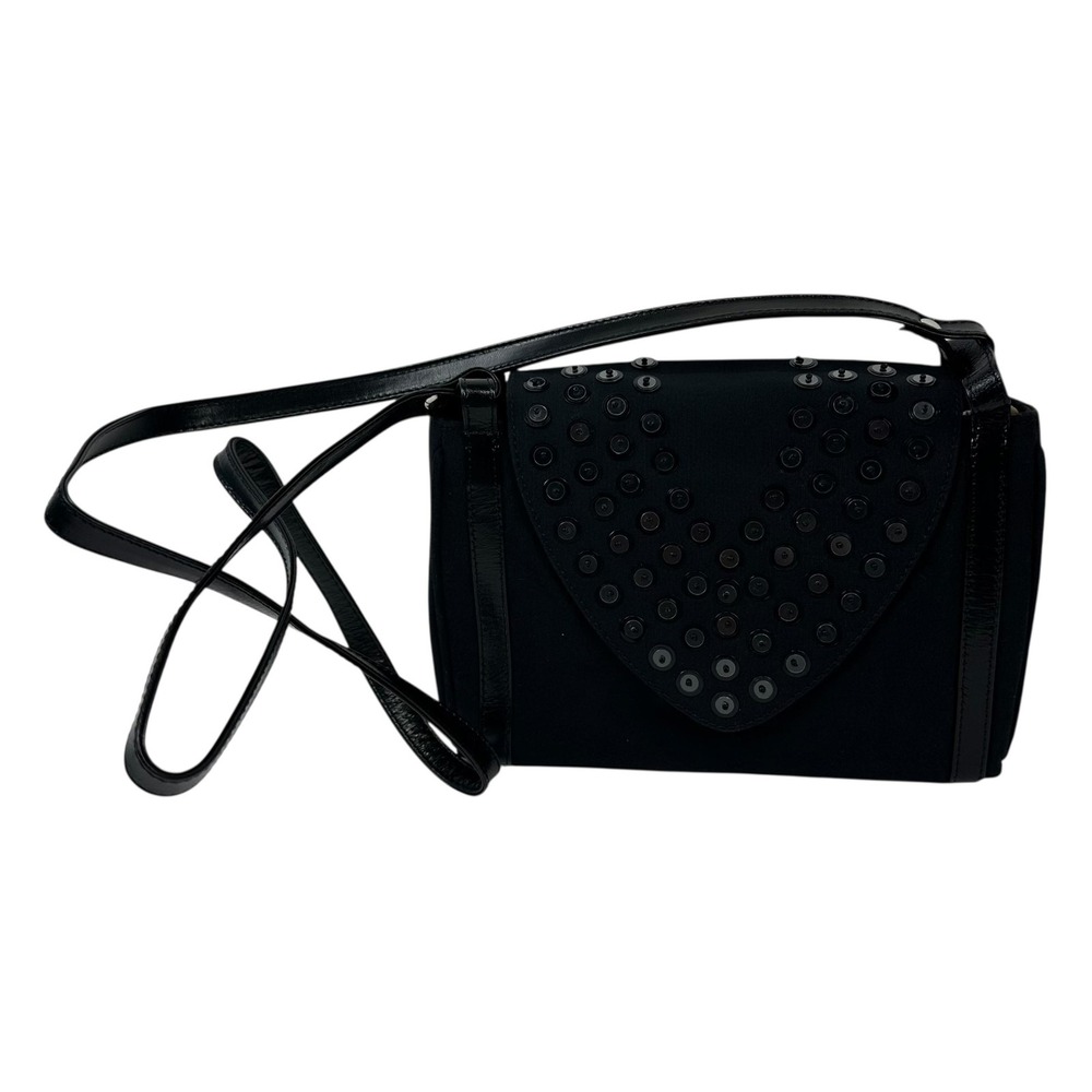 NEW Black Sequin Beaded Shoulder Bag Womens Crossbody Faux Leather Purse - Picture 3 of 16